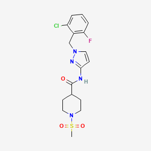 molecular formula C17H20ClFN4O3S B4755455 N~4~-[1-(2-CHLORO-6-FLUOROBENZYL)-1H-PYRAZOL-3-YL]-1-(METHYLSULFONYL)-4-PIPERIDINECARBOXAMIDE 