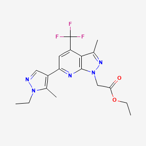 molecular formula C18H20F3N5O2 B4755464 ETHYL 2-[6-(1-ETHYL-5-METHYL-1H-PYRAZOL-4-YL)-3-METHYL-4-(TRIFLUOROMETHYL)-1H-PYRAZOLO[3,4-B]PYRIDIN-1-YL]ACETATE 