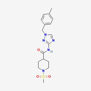molecular formula C17H23N5O3S B4755963 N~4~-[1-(4-METHYLBENZYL)-1H-1,2,4-TRIAZOL-3-YL]-1-(METHYLSULFONYL)-4-PIPERIDINECARBOXAMIDE 