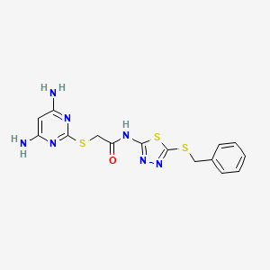 molecular formula C15H15N7OS3 B4756034 N-[5-(benzylsulfanyl)-1,3,4-thiadiazol-2-yl]-2-[(4,6-diaminopyrimidin-2-yl)sulfanyl]acetamide 