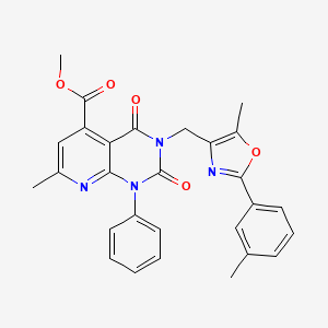 molecular formula C28H24N4O5 B4756039 METHYL 7-METHYL-3-{[5-METHYL-2-(3-METHYLPHENYL)-1,3-OXAZOL-4-YL]METHYL}-2,4-DIOXO-1-PHENYL-1H,2H,3H,4H-PYRIDO[2,3-D]PYRIMIDINE-5-CARBOXYLATE 