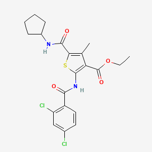 molecular formula C21H22Cl2N2O4S B4756186 Ethyl 5-(cyclopentylcarbamoyl)-2-(2,4-dichlorobenzamido)-4-methylthiophene-3-carboxylate 