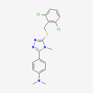 molecular formula C18H18Cl2N4S B4756236 N-(4-{5-[(2,6-DICHLOROBENZYL)SULFANYL]-4-METHYL-4H-1,2,4-TRIAZOL-3-YL}PHENYL)-N,N-DIMETHYLAMINE 