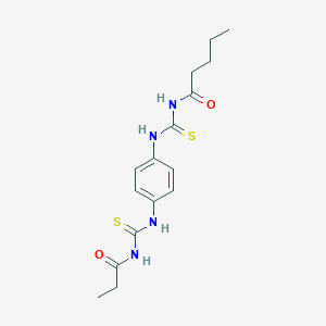 molecular formula C16H22N4O2S2 B4756337 N-({4-[(propanoylcarbamothioyl)amino]phenyl}carbamothioyl)pentanamide 