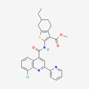 molecular formula C27H24ClN3O3S B4756661 Methyl 2-({[8-chloro-2-(pyridin-2-yl)quinolin-4-yl]carbonyl}amino)-6-ethyl-4,5,6,7-tetrahydro-1-benzothiophene-3-carboxylate 