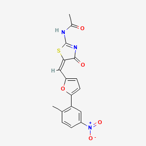 molecular formula C17H13N3O5S B4756753 N-[(2E,5E)-5-{[5-(2-methyl-5-nitrophenyl)furan-2-yl]methylidene}-4-oxo-1,3-thiazolidin-2-ylidene]acetamide 