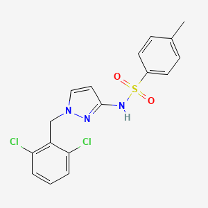 molecular formula C17H15Cl2N3O2S B4756796 N~1~-[1-(2,6-DICHLOROBENZYL)-1H-PYRAZOL-3-YL]-4-METHYL-1-BENZENESULFONAMIDE 