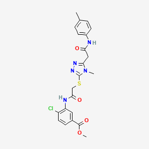molecular formula C22H22ClN5O4S B4757336 methyl 4-chloro-3-({[(4-methyl-5-{2-[(4-methylphenyl)amino]-2-oxoethyl}-4H-1,2,4-triazol-3-yl)sulfanyl]acetyl}amino)benzoate 