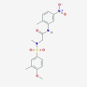 molecular formula C18H21N3O6S B4757540 N~2~-[(4-methoxy-3-methylphenyl)sulfonyl]-N~2~-methyl-N-(2-methyl-5-nitrophenyl)glycinamide 