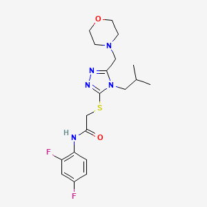 molecular formula C19H25F2N5O2S B4757585 N-(2,4-difluorophenyl)-2-{[4-(2-methylpropyl)-5-(morpholin-4-ylmethyl)-4H-1,2,4-triazol-3-yl]sulfanyl}acetamide 