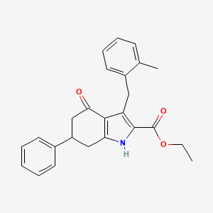molecular formula C25H25NO3 B4757631 ETHYL 3-[(2-METHYLPHENYL)METHYL]-4-OXO-6-PHENYL-4,5,6,7-TETRAHYDRO-1H-INDOLE-2-CARBOXYLATE 