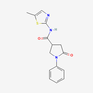 molecular formula C15H15N3O2S B4757673 N-(5-methyl-1,3-thiazol-2-yl)-5-oxo-1-phenylpyrrolidine-3-carboxamide 