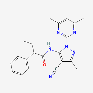 molecular formula C21H22N6O B4757695 N-[4-cyano-1-(4,6-dimethylpyrimidin-2-yl)-3-methyl-1H-pyrazol-5-yl]-2-phenylbutanamide 
