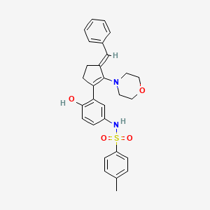 molecular formula C29H30N2O4S B4757718 N-{4-Hydroxy-3-[(3E)-2-(morpholin-4-YL)-3-(phenylmethylidene)cyclopent-1-EN-1-YL]phenyl}-4-methylbenzene-1-sulfonamide 