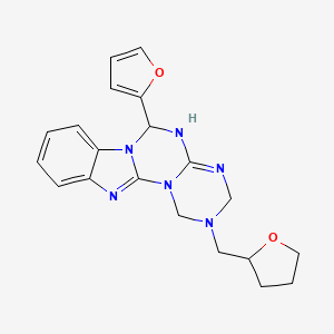 molecular formula C20H22N6O2 B4758060 9-(furan-2-yl)-4-(oxolan-2-ylmethyl)-2,4,6,8,10,17-hexazatetracyclo[8.7.0.02,7.011,16]heptadeca-1(17),6,11,13,15-pentaene 