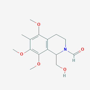 molecular formula C15H21NO5 B047584 1-(hydroxymethyl)-5,7,8-trimethoxy-6-methyl-3,4-dihydro-1H-isoquinoline-2-carbaldehyde CAS No. 124867-50-1