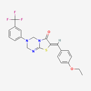 molecular formula C21H18F3N3O2S B4758647 (7Z)-7-(4-ethoxybenzylidene)-3-[3-(trifluoromethyl)phenyl]-3,4-dihydro-2H-[1,3]thiazolo[3,2-a][1,3,5]triazin-6(7H)-one CAS No. 6608-56-6