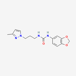 molecular formula C15H18N4O3 B4758681 N-(1,3-BENZODIOXOL-5-YL)-N'-[3-(3-METHYL-1H-PYRAZOL-1-YL)PROPYL]UREA 