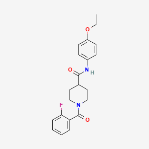 molecular formula C21H23FN2O3 B4758759 N-(4-ethoxyphenyl)-1-(2-fluorobenzoyl)piperidine-4-carboxamide 