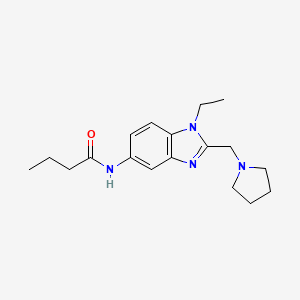 molecular formula C18H26N4O B4758774 N-{1-Ethyl-2-[(pyrrolidin-1-YL)methyl]-1H-1,3-benzodiazol-5-YL}butanamide 