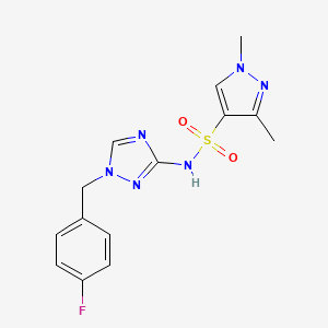 molecular formula C14H15FN6O2S B4758844 N~4~-[1-(4-FLUOROBENZYL)-1H-1,2,4-TRIAZOL-3-YL]-1,3-DIMETHYL-1H-PYRAZOLE-4-SULFONAMIDE 