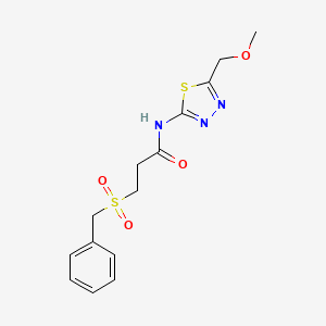 molecular formula C14H17N3O4S2 B4759261 N-[5-(METHOXYMETHYL)-1,3,4-THIADIAZOL-2-YL]-3-PHENYLMETHANESULFONYLPROPANAMIDE 