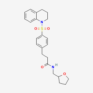 molecular formula C23H28N2O4S B4759273 N-[(OXOLAN-2-YL)METHYL]-3-[4-(1,2,3,4-TETRAHYDROQUINOLINE-1-SULFONYL)PHENYL]PROPANAMIDE 