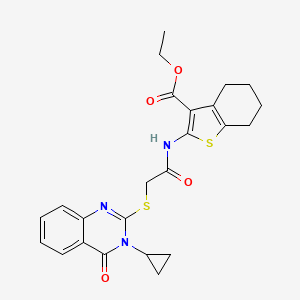 molecular formula C24H25N3O4S2 B4759297 ETHYL 2-({2-[(3-CYCLOPROPYL-4-OXO-3,4-DIHYDRO-2-QUINAZOLINYL)SULFANYL]ACETYL}AMINO)-4,5,6,7-TETRAHYDRO-1-BENZOTHIOPHENE-3-CARBOXYLATE 
