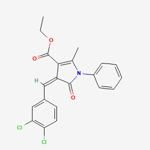 molecular formula C21H17Cl2NO3 B4759439 ETHYL (4Z)-4-[(3,4-DICHLOROPHENYL)METHYLIDENE]-2-METHYL-5-OXO-1-PHENYL-4,5-DIHYDRO-1H-PYRROLE-3-CARBOXYLATE 