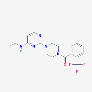 molecular formula C19H22F3N5O B4759626 N-ethyl-6-methyl-2-{4-[2-(trifluoromethyl)benzoyl]piperazin-1-yl}pyrimidin-4-amine 