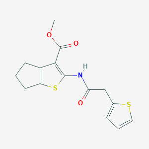 molecular formula C15H15NO3S2 B4759632 methyl 2-(2-(thiophen-2-yl)acetamido)-5,6-dihydro-4H-cyclopenta[b]thiophene-3-carboxylate 