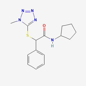 molecular formula C15H19N5OS B4759698 N-cyclopentyl-2-[(1-methyl-1H-tetrazol-5-yl)sulfanyl]-2-phenylacetamide 