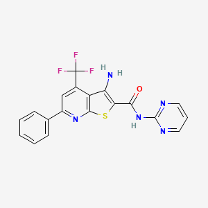 molecular formula C19H12F3N5OS B4759712 3-amino-6-phenyl-N-pyrimidin-2-yl-4-(trifluoromethyl)thieno[2,3-b]pyridine-2-carboxamide 