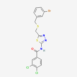 molecular formula C17H12BrCl2N3OS2 B4759832 N-[5-[(3-bromophenyl)methylsulfanylmethyl]-1,3,4-thiadiazol-2-yl]-3,4-dichlorobenzamide 