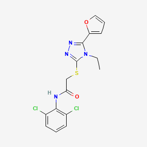 molecular formula C16H14Cl2N4O2S B4759852 N-(2,6-DICHLOROPHENYL)-2-{[4-ETHYL-5-(2-FURYL)-4H-1,2,4-TRIAZOL-3-YL]SULFANYL}ACETAMIDE 
