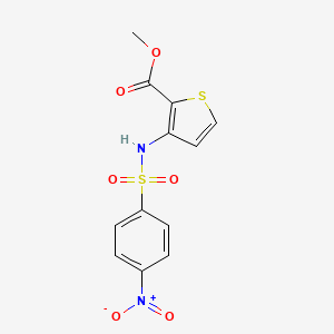molecular formula C12H10N2O6S2 B4759868 Methyl 3-{[(4-nitrophenyl)sulfonyl]amino}thiophene-2-carboxylate 