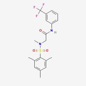 molecular formula C19H21F3N2O3S B4760726 N~2~-methyl-N-[3-(trifluoromethyl)phenyl]-N~2~-[(2,4,6-trimethylphenyl)sulfonyl]glycinamide 