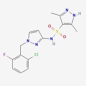molecular formula C15H15ClFN5O2S B4760816 N~4~-[1-(2-CHLORO-6-FLUOROBENZYL)-1H-PYRAZOL-3-YL]-3,5-DIMETHYL-1H-PYRAZOLE-4-SULFONAMIDE 