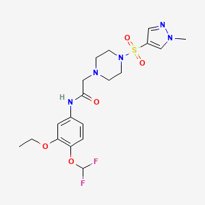 molecular formula C19H25F2N5O5S B4760893 N~1~-[4-(DIFLUOROMETHOXY)-3-ETHOXYPHENYL]-2-{4-[(1-METHYL-1H-PYRAZOL-4-YL)SULFONYL]PIPERAZINO}ACETAMIDE 