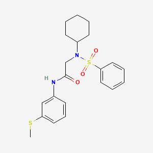 molecular formula C21H26N2O3S2 B4760978 N~2~-cyclohexyl-N-[3-(methylsulfanyl)phenyl]-N~2~-(phenylsulfonyl)glycinamide 