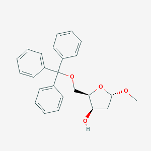 molecular formula C25H26O4 B047617 METHYL-2-DEOXY-5-O-TRIPHENYLMETHYL-alpha-D-THREO-PENTOFURANOSIDE CAS No. 113666-58-3