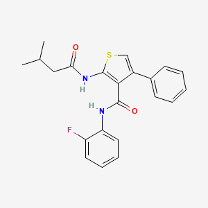 molecular formula C22H21FN2O2S B4761719 N-(2-fluorophenyl)-2-[(3-methylbutanoyl)amino]-4-phenylthiophene-3-carboxamide 