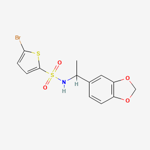 molecular formula C13H12BrNO4S2 B4761765 N-[1-(2H-13-BENZODIOXOL-5-YL)ETHYL]-5-BROMOTHIOPHENE-2-SULFONAMIDE 