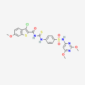 molecular formula C23H20ClN5O6S3 B4761928 3-chloro-N-({4-[(2,6-dimethoxypyrimidin-4-yl)sulfamoyl]phenyl}carbamothioyl)-6-methoxy-1-benzothiophene-2-carboxamide 
