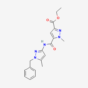 molecular formula C19H21N5O3 B4762041 ethyl 5-[(1-benzyl-5-methyl-1H-pyrazol-3-yl)carbamoyl]-1-methyl-1H-pyrazole-3-carboxylate 