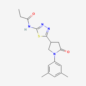 molecular formula C17H20N4O2S B4762179 N-{5-[1-(3,5-dimethylphenyl)-5-oxopyrrolidin-3-yl]-1,3,4-thiadiazol-2-yl}propanamide 