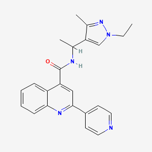 molecular formula C23H23N5O B4762302 N-[1-(1-ethyl-3-methyl-1H-pyrazol-4-yl)ethyl]-2-(pyridin-4-yl)quinoline-4-carboxamide 