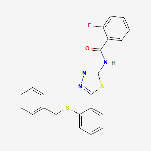 molecular formula C22H16FN3OS2 B4762339 N-[5-(2-benzylsulfanylphenyl)-1,3,4-thiadiazol-2-yl]-2-fluorobenzamide 