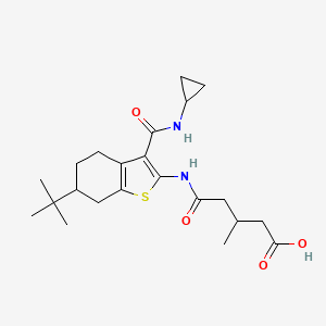 molecular formula C22H32N2O4S B4762645 5-{[6-Tert-butyl-3-(cyclopropylcarbamoyl)-4,5,6,7-tetrahydro-1-benzothiophen-2-yl]amino}-3-methyl-5-oxopentanoic acid 