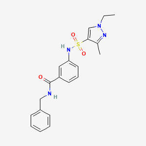 molecular formula C20H22N4O3S B4762658 N-BENZYL-3-(1-ETHYL-3-METHYL-1H-PYRAZOLE-4-SULFONAMIDO)BENZAMIDE 